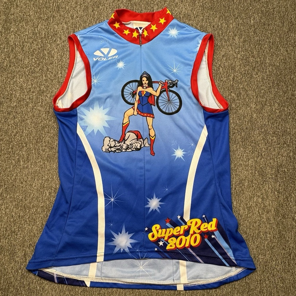 Voler‎ Womens Cycling Jersey Sz S Super Red 2010 Bonneville Bike MTB Hero Zip